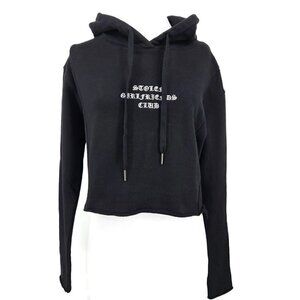 New Stolen Girlfriends Club Crop Hoodie Womens 12/M Black Pullover